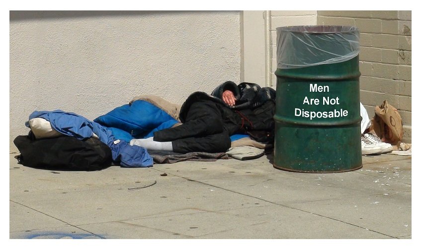 Homeless, on the rise, where’s the commissions on men’s health?