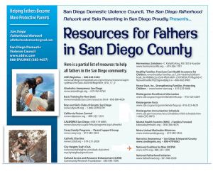 NCFM listed in San Diego Domestic Violence Council resource guide for fathers.