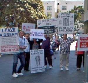NCFM members protesting at 2008 San Diego domestic violence event